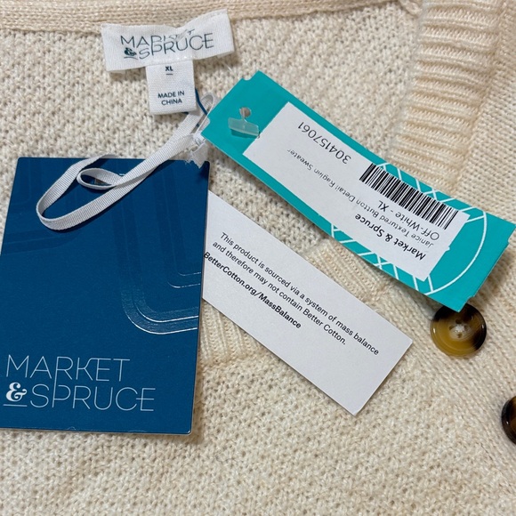 NWT Market & Spruce Women’s Cream Sweater with Button Details Sz. XL - Picture 5 of 8